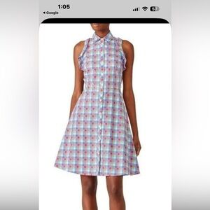 Kate Spade NY Madras Button-Front Plaid Sundress in Light Blue and Pink